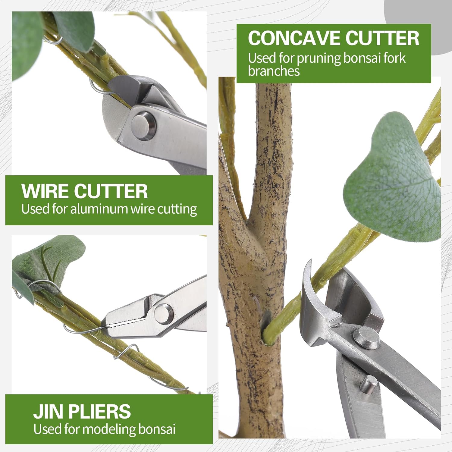 Concave Branch Cutter - プロ用盆栽道具セット 高硬度21cmステンレス鋼枝切り＆ノブカッター 精密剪定鋏付き 大匠向け