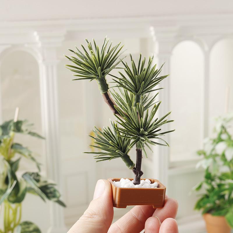 Bonsai Garden Ornaments - 1 個 1/12 ドールハウスシミュレーション松の木緑植物盆栽モデルマイクロ風景庭盆栽飾りシーン装飾