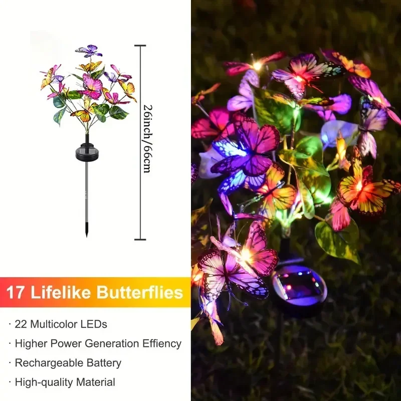ソーラー LED バタフライガーデンライト防水カラフルな屋外 - Bonsai Garden Ornaments のレビューと価格