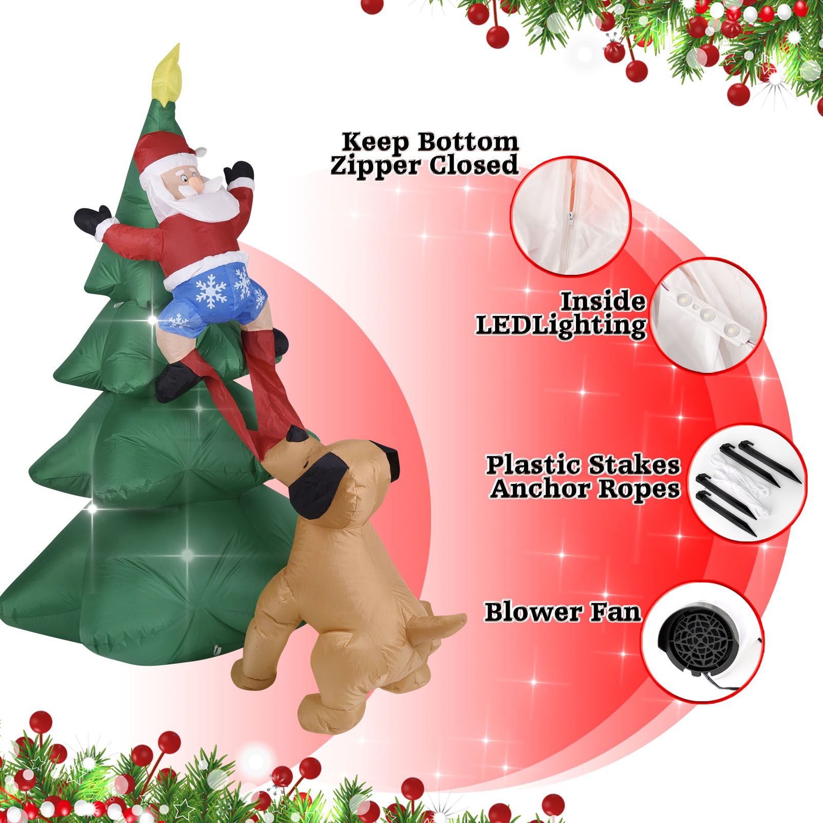 クリスマス インフレータブル ドッグ サンタクロース付き ツ - Bonsai Garden Ornaments のレビューと価格