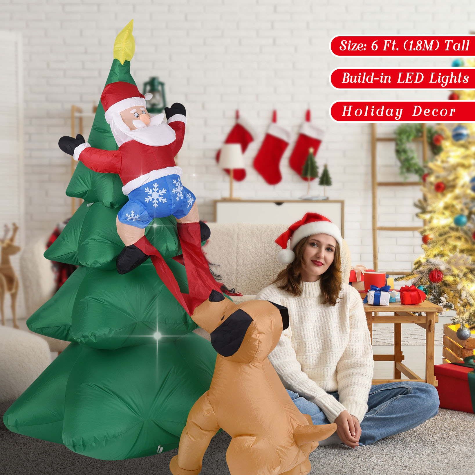 クリスマス インフレータブル ドッグ サンタクロース付き ツ - Bonsai Garden Ornaments のレビューと価格