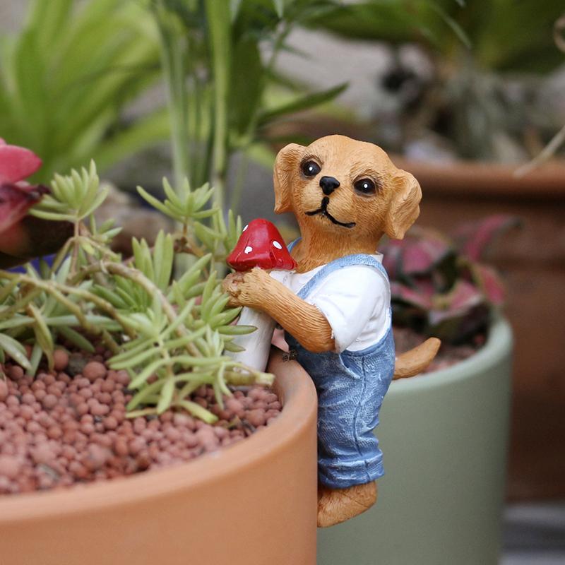 かわいい吊り下げ式犬の置物、フラワーポットと花瓶の飾り、樹脂 - Bonsai Garden Ornaments のレビューと価格